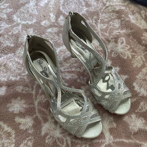 Silver Stiletto Heel Evening Sandals by Silver Slipper